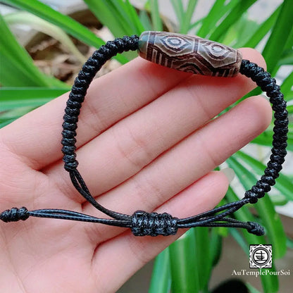 ’Chance Et Prospérité’ Bracelet En Agate Dzi Oeil De Dragon Agate - Dzi