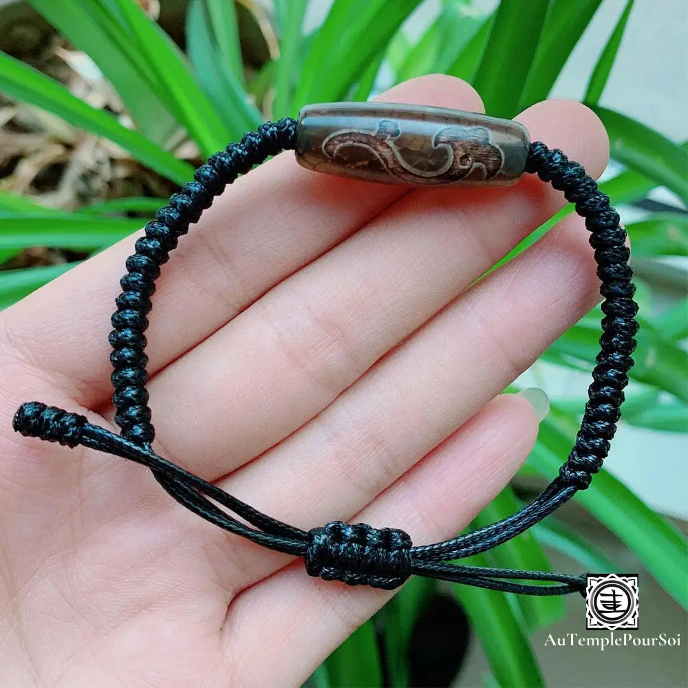 ’Chance Et Prospérité’ Bracelet En Agate Dzi Ruyi Agate - Dzi