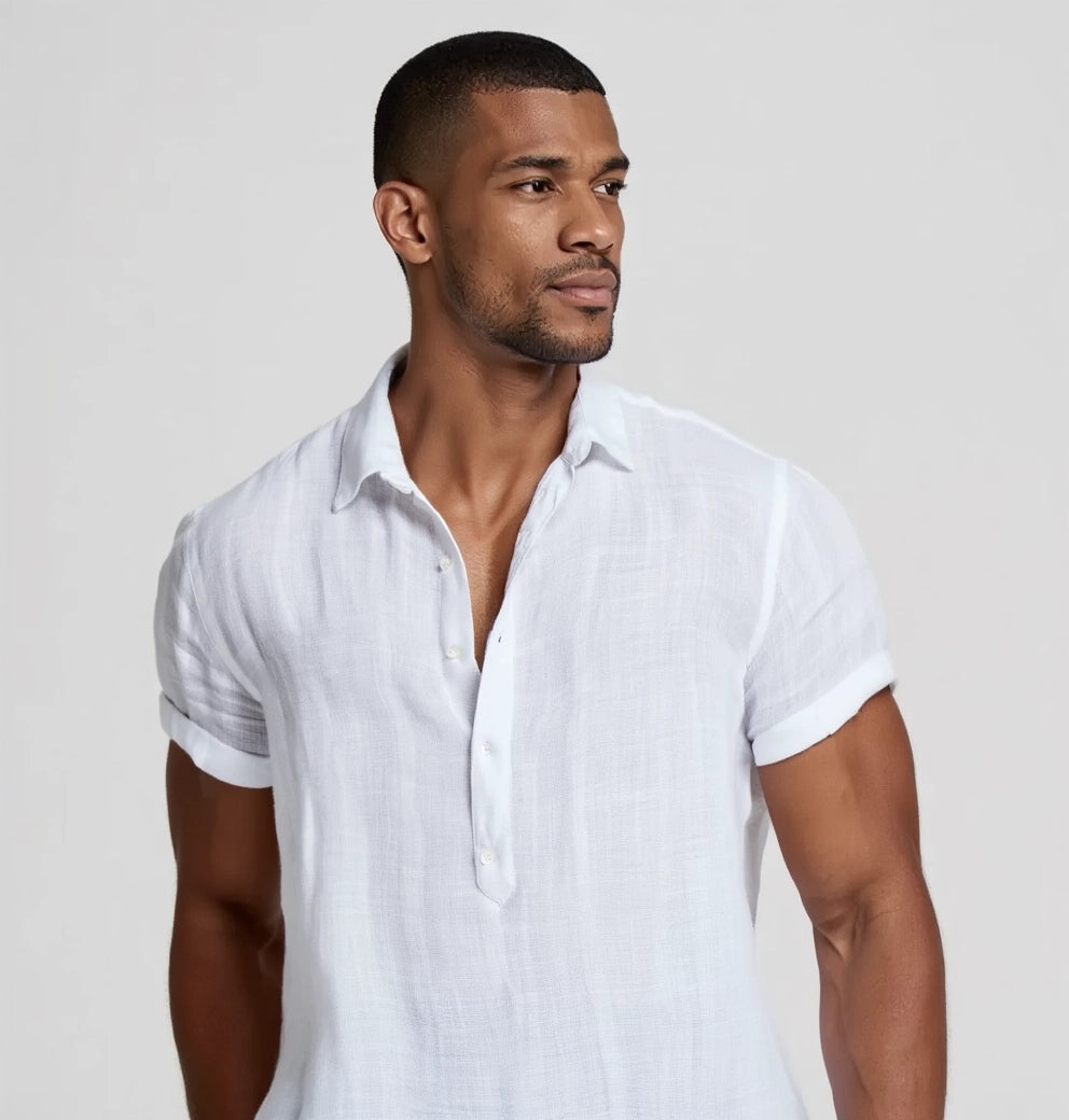 "Respire" Chemise en lin à manches courtes