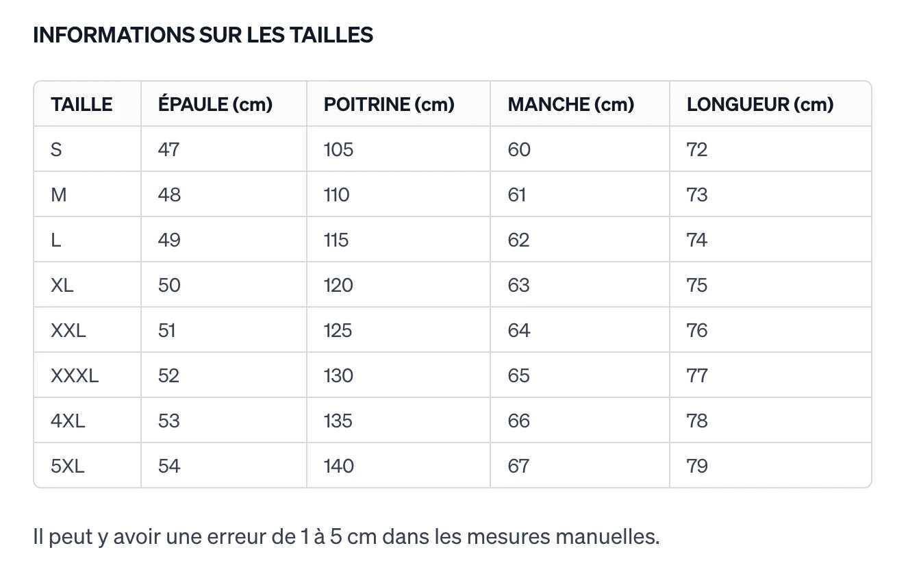 information sur les tailles chemise en lin à col rond