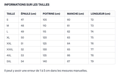 information sur les tailles chemise en lin à col rond