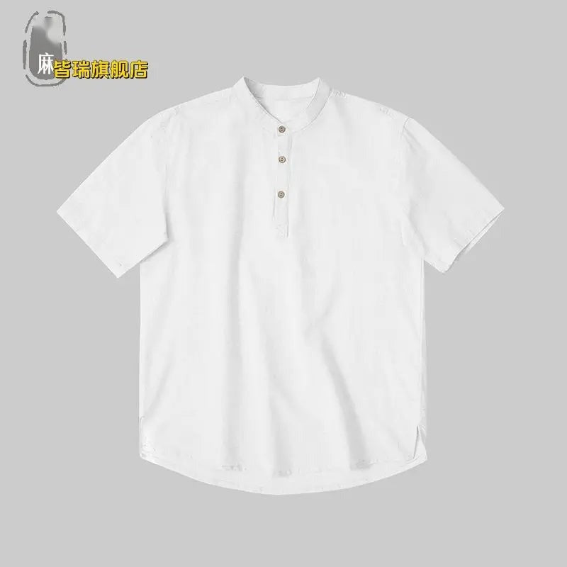 Chemise en Lin et Coton Col Mao