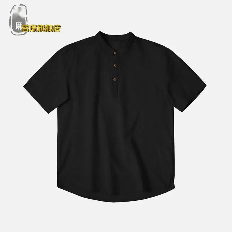 Chemise en Lin et Coton Col Mao