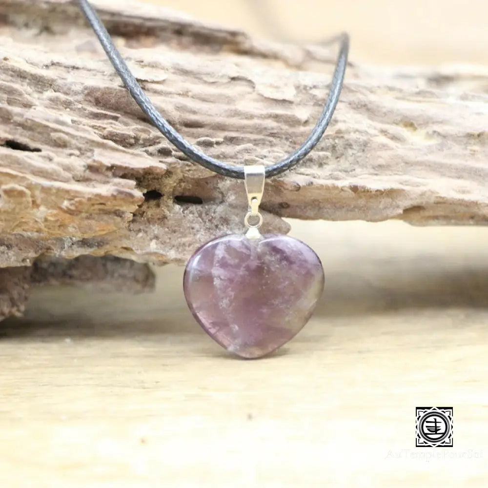 ’Coeur De Pierre’ Pendentif En Pierre Naturelle Amethyste Pendentif