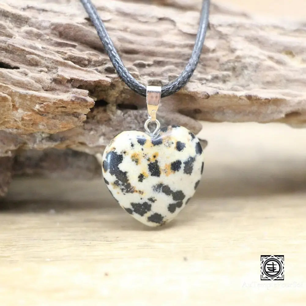 ’Coeur De Pierre’ Pendentif En Pierre Naturelle Jaspe Dalmatien Pendentif