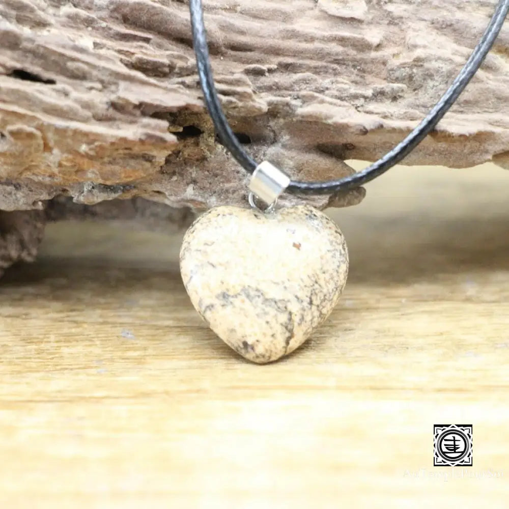 ’Coeur De Pierre’ Pendentif En Pierre Naturelle Jaspe Paysage Pendentif