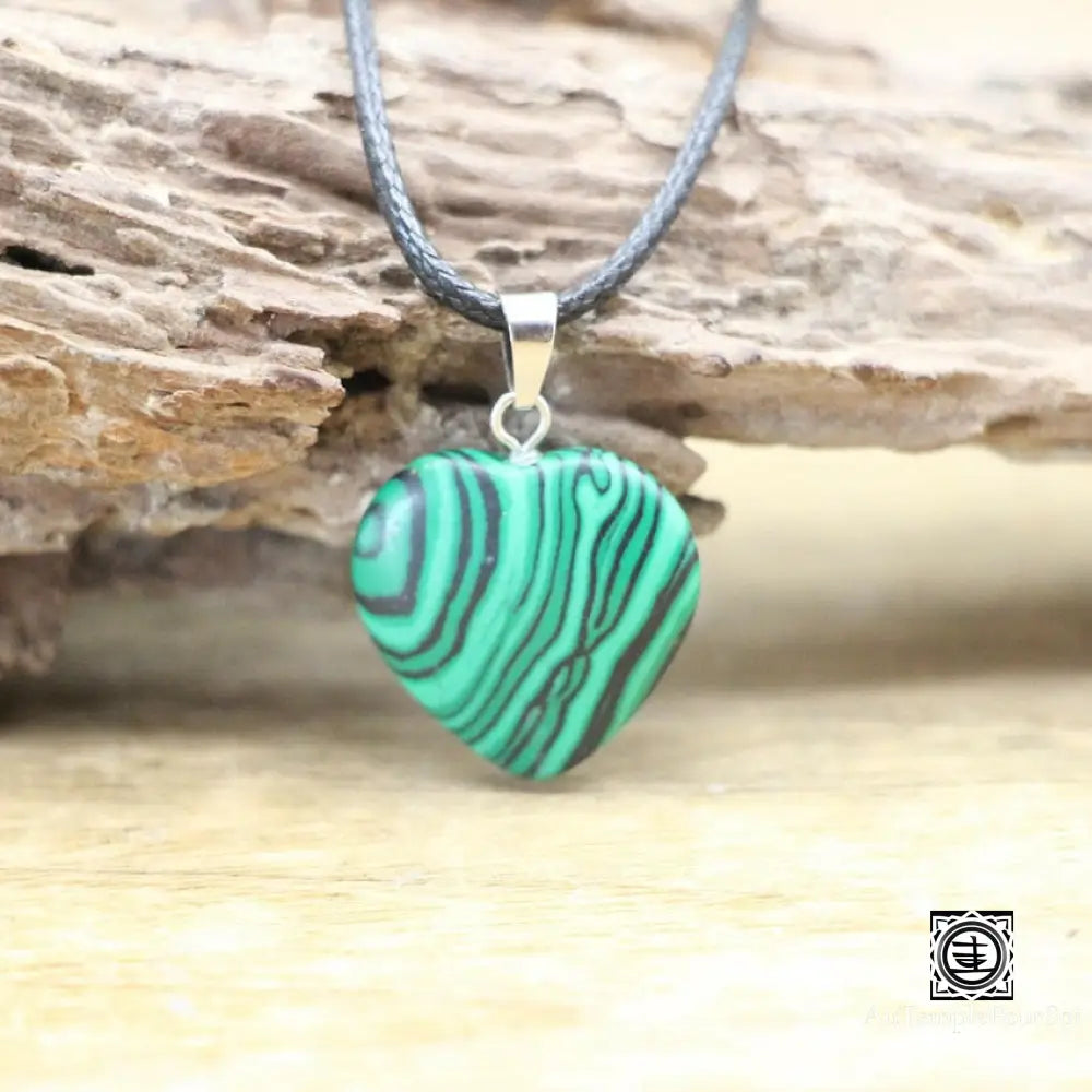 ’Coeur De Pierre’ Pendentif En Pierre Naturelle Malachite Pendentif