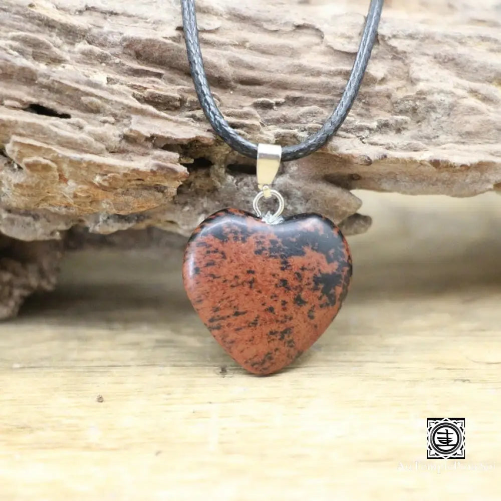 ’Coeur De Pierre’ Pendentif En Pierre Naturelle Obsidienne Mahagony Pendentif