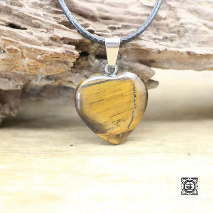 ’Coeur De Pierre’ Pendentif En Pierre Naturelle Oeil Tigre Pendentif