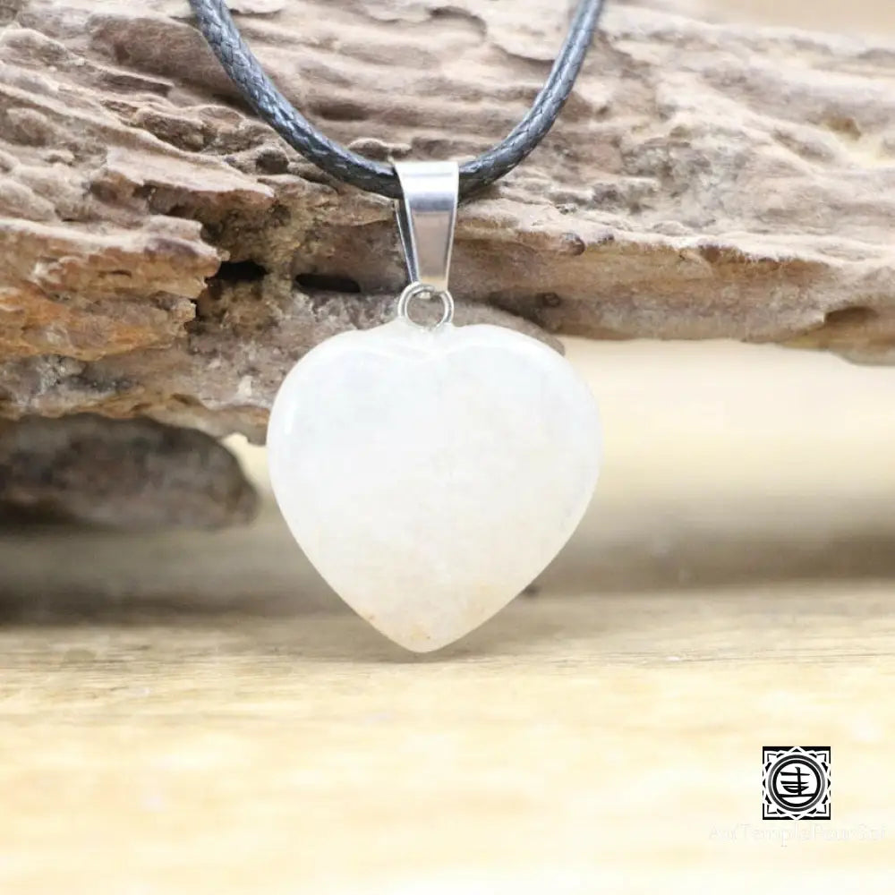 ’Coeur De Pierre’ Pendentif En Pierre Naturelle Quartz Blanc Pendentif