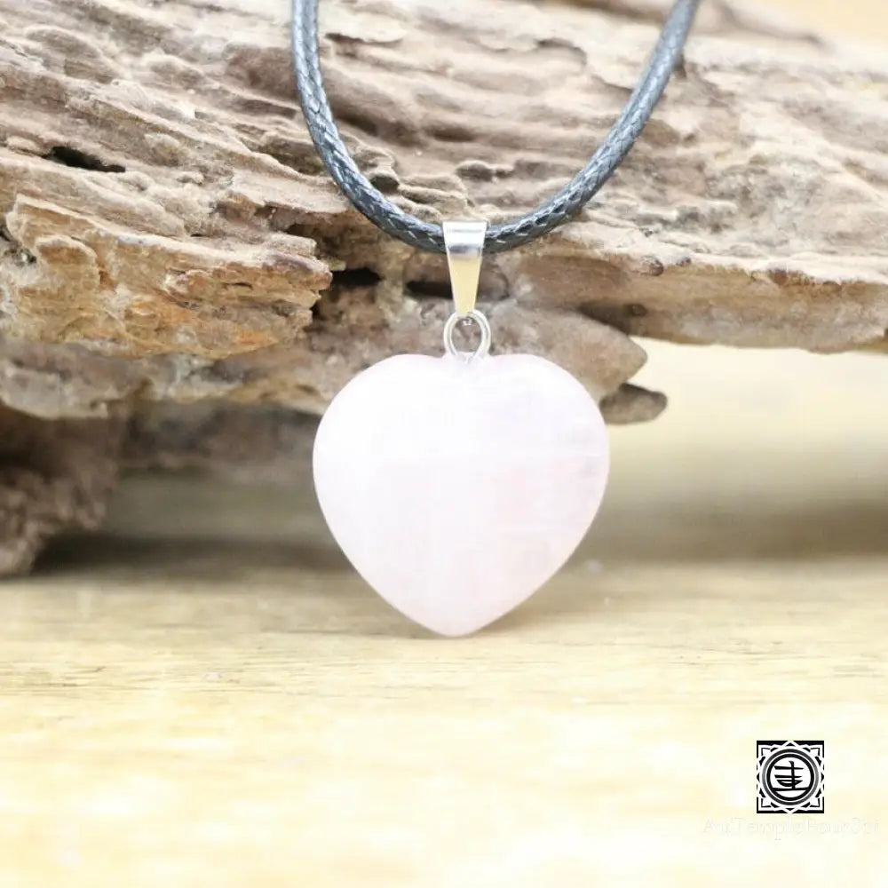 ’Coeur De Pierre’ Pendentif En Pierre Naturelle Quartz Rose Pendentif