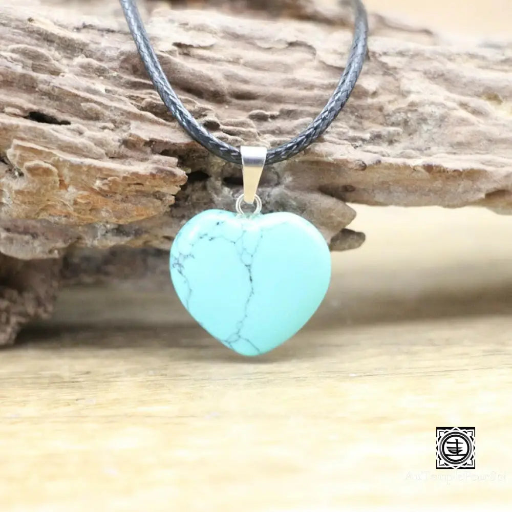 ’Coeur De Pierre’ Pendentif En Pierre Naturelle Turquoise Verte Pendentif