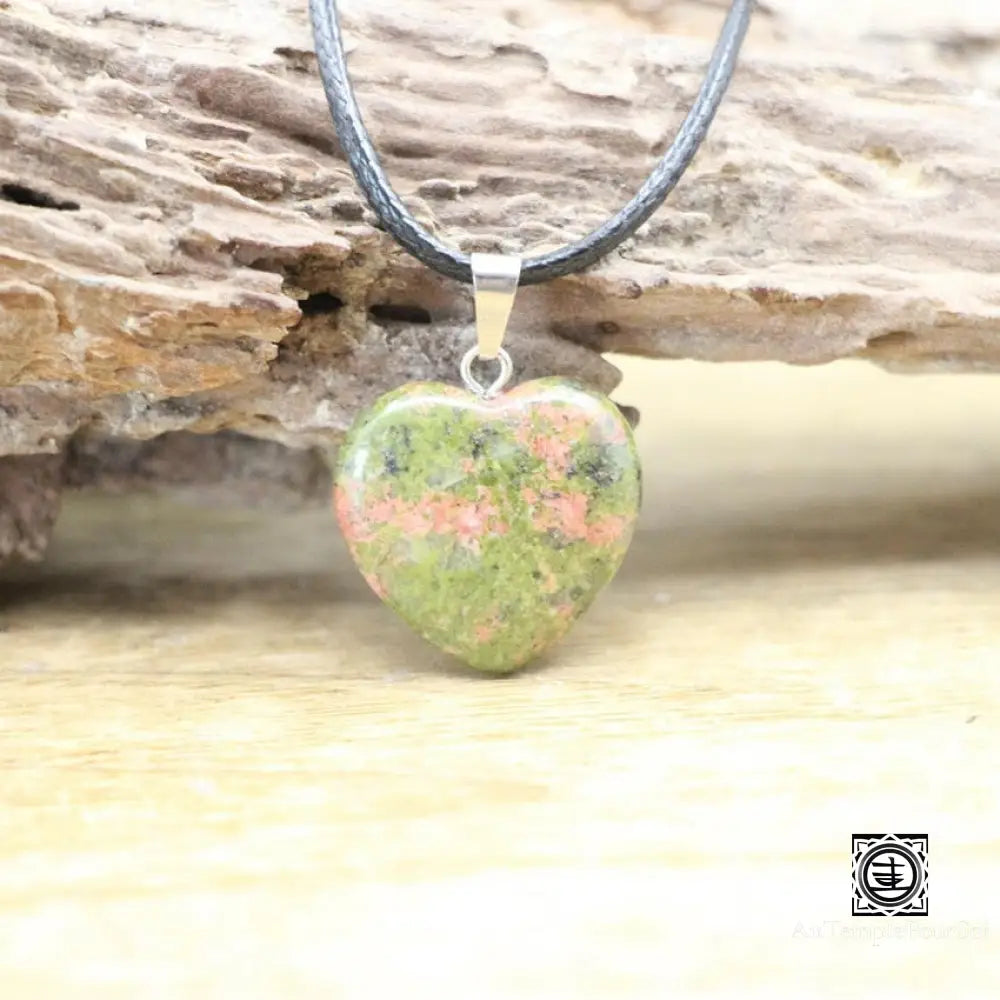 ’Coeur De Pierre’ Pendentif En Pierre Naturelle Unakite Pendentif