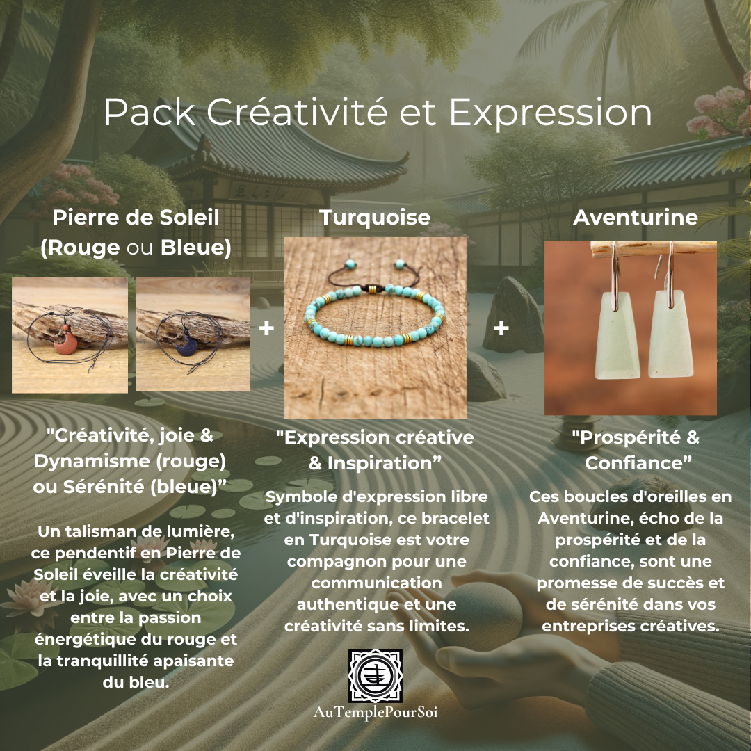 Pack Créativité et Expression : Pierre de Soleil, Turquoise, Aventurine