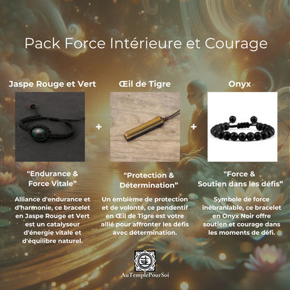 Pack Force Intérieure et Courage : Jaspe, Œil de Tigre, Onyx