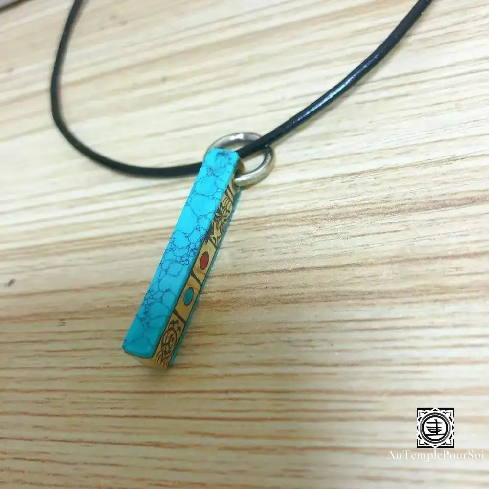 ’Colonne Céleste’ - Pendentif En Turquoise Et Cuivre Pendentif - Tibet