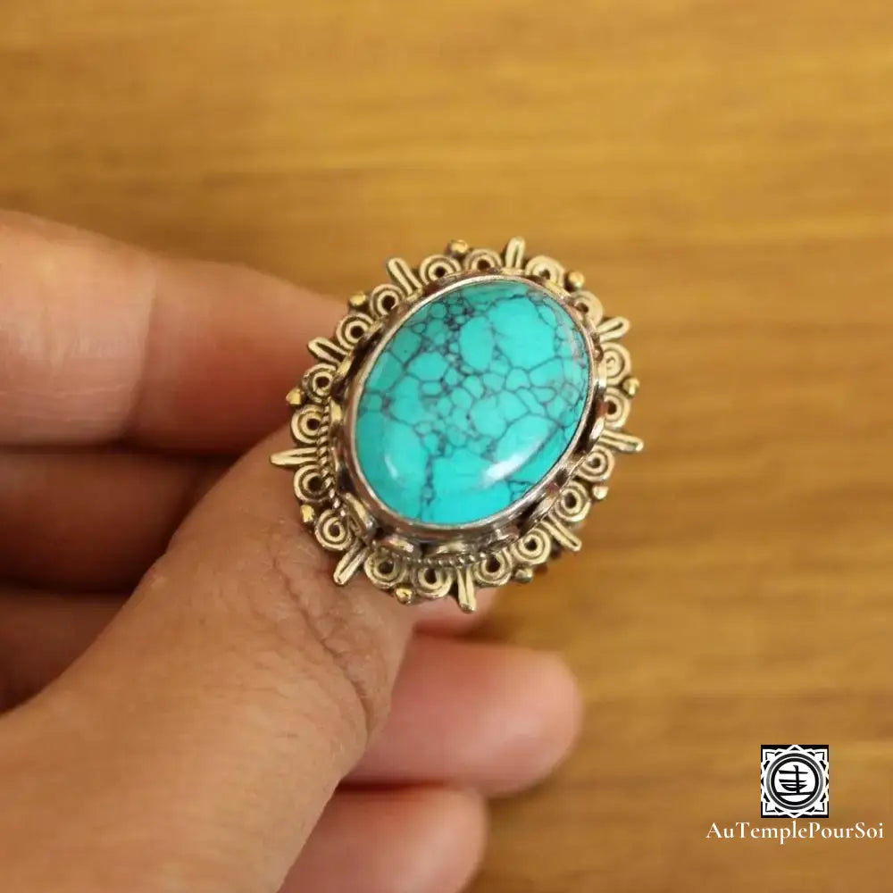 ’Couronne De Lhassa’ - Majestueux Anneau En Turquoise Bague - Tibet