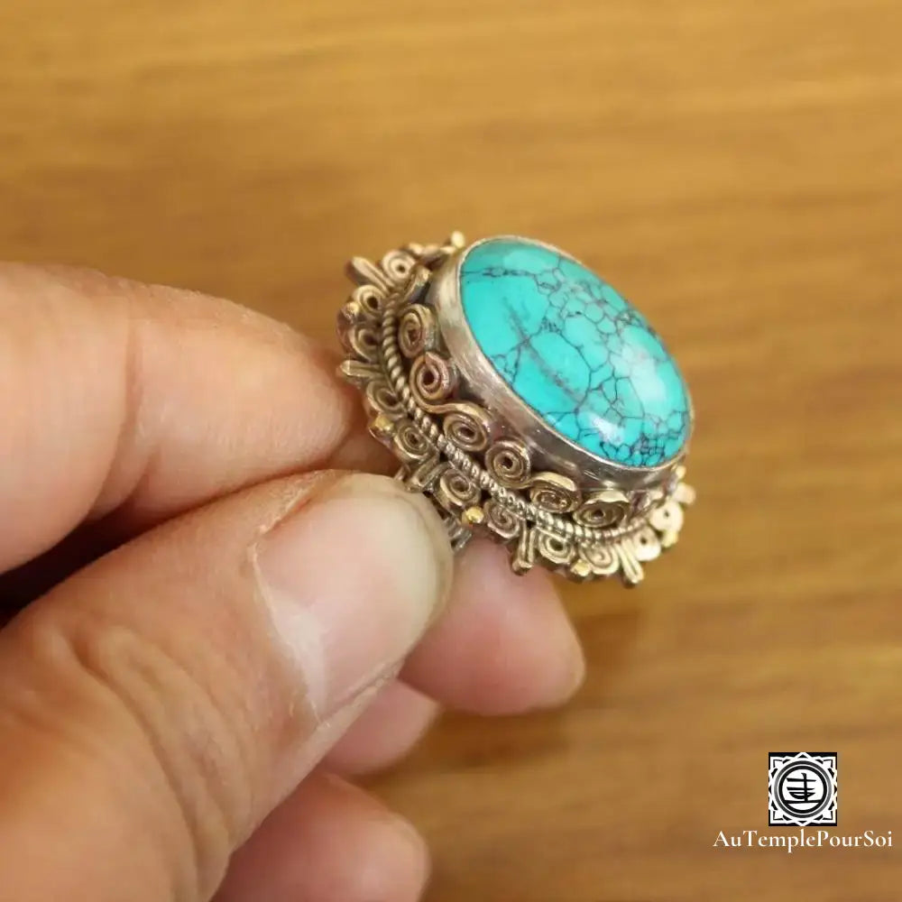 ’Couronne De Lhassa’ - Majestueux Anneau En Turquoise Bague - Tibet