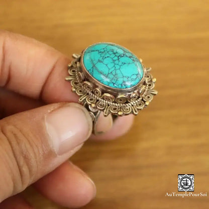 ’Couronne De Lhassa’ - Majestueux Anneau En Turquoise Bague - Tibet