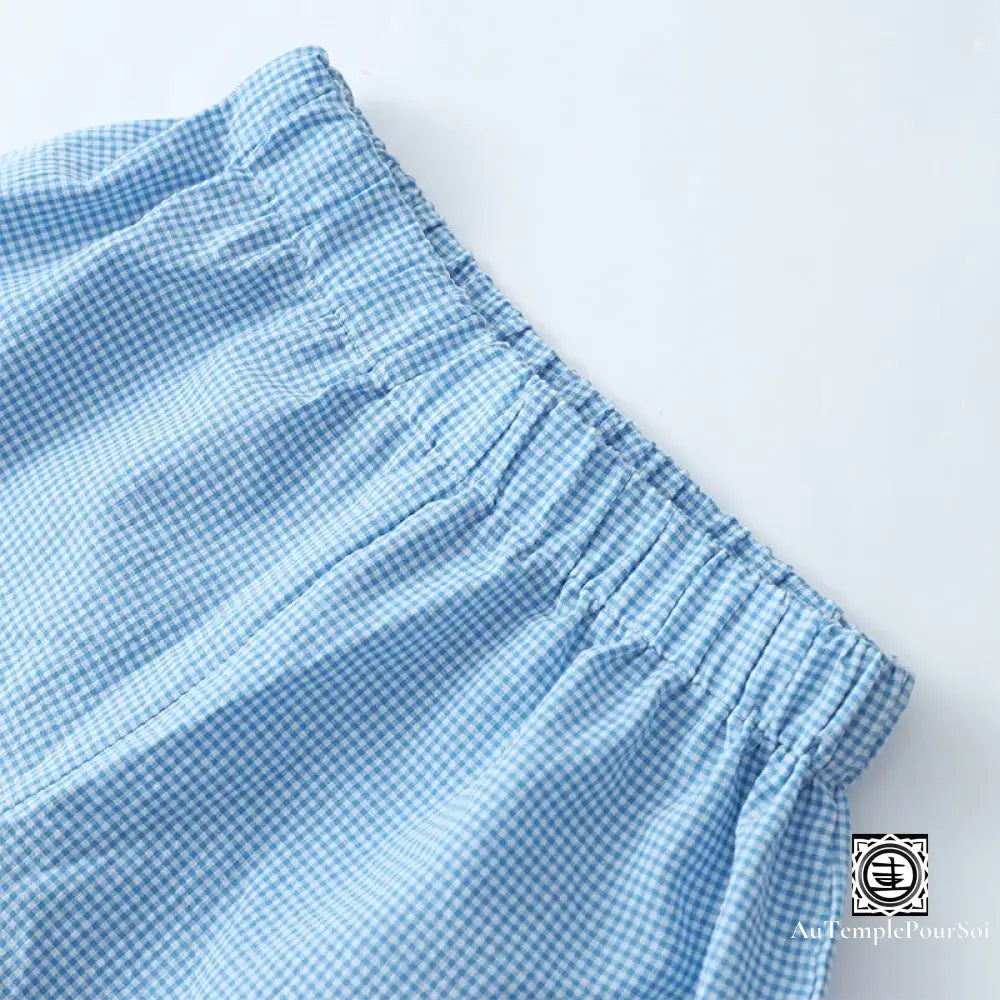 ’Douceur Gingham’ Ensemble Court À Carreaux – Haut Lacets Et Short Élastique Ensemble-Femme