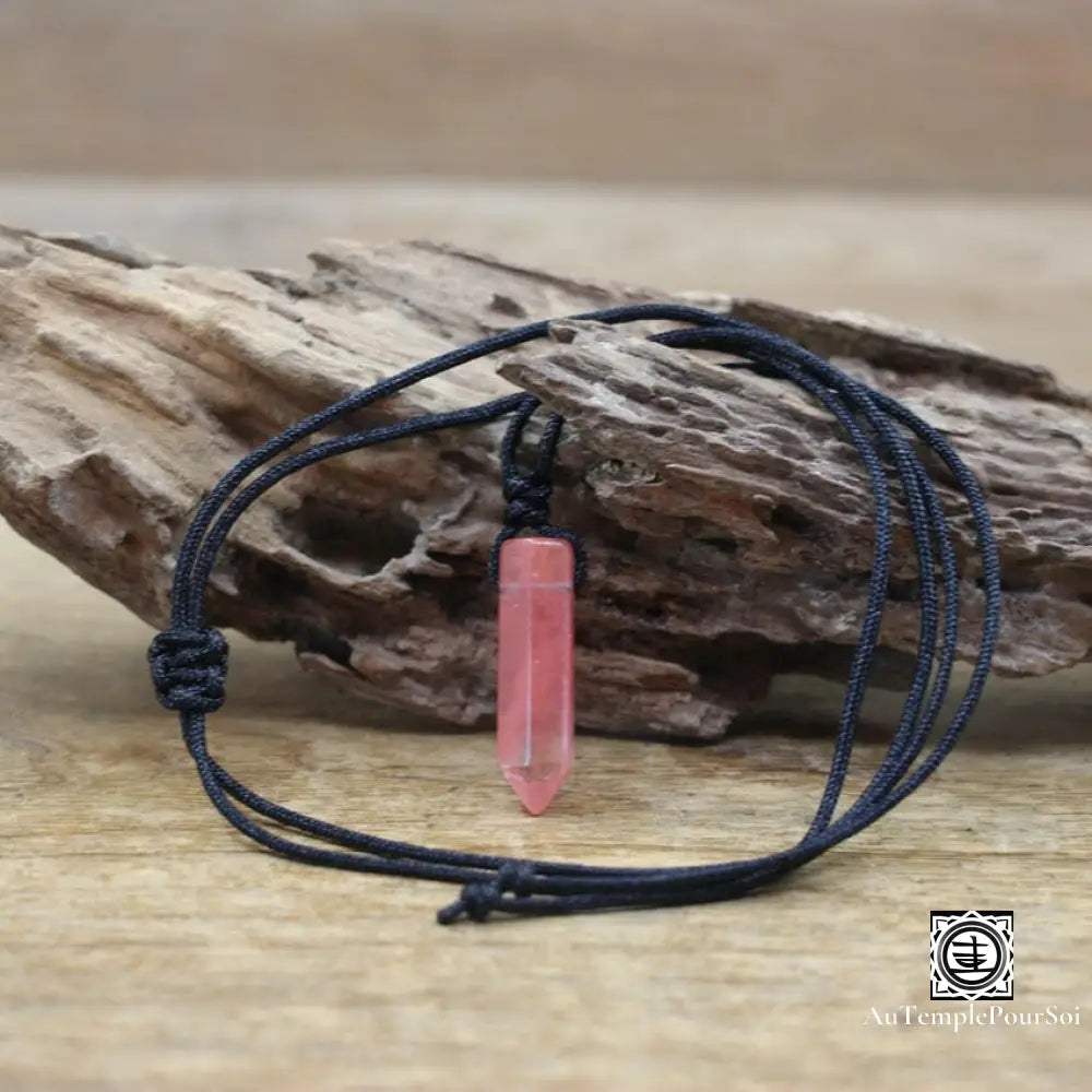 ’Éclat Éternel’ Pendentif Hexagonal En Pierre Naturelle Quartz Cerise Pendentif