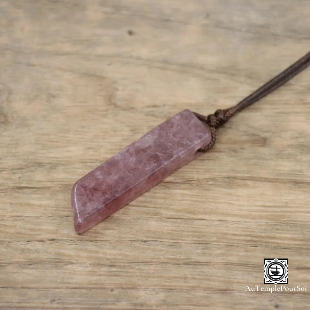 ’Eclat Mineral’ Pendentif En Pierre Naturelle Quartz Fraise Pendentif