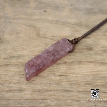 ’Eclat Mineral’ Pendentif En Pierre Naturelle Quartz Fraise Pendentif