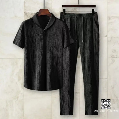 ’Élégance Nocturne’ Ensemble Chemise Et Pantalon Pour Homme - Classique Contemporain Ensemble-Homme