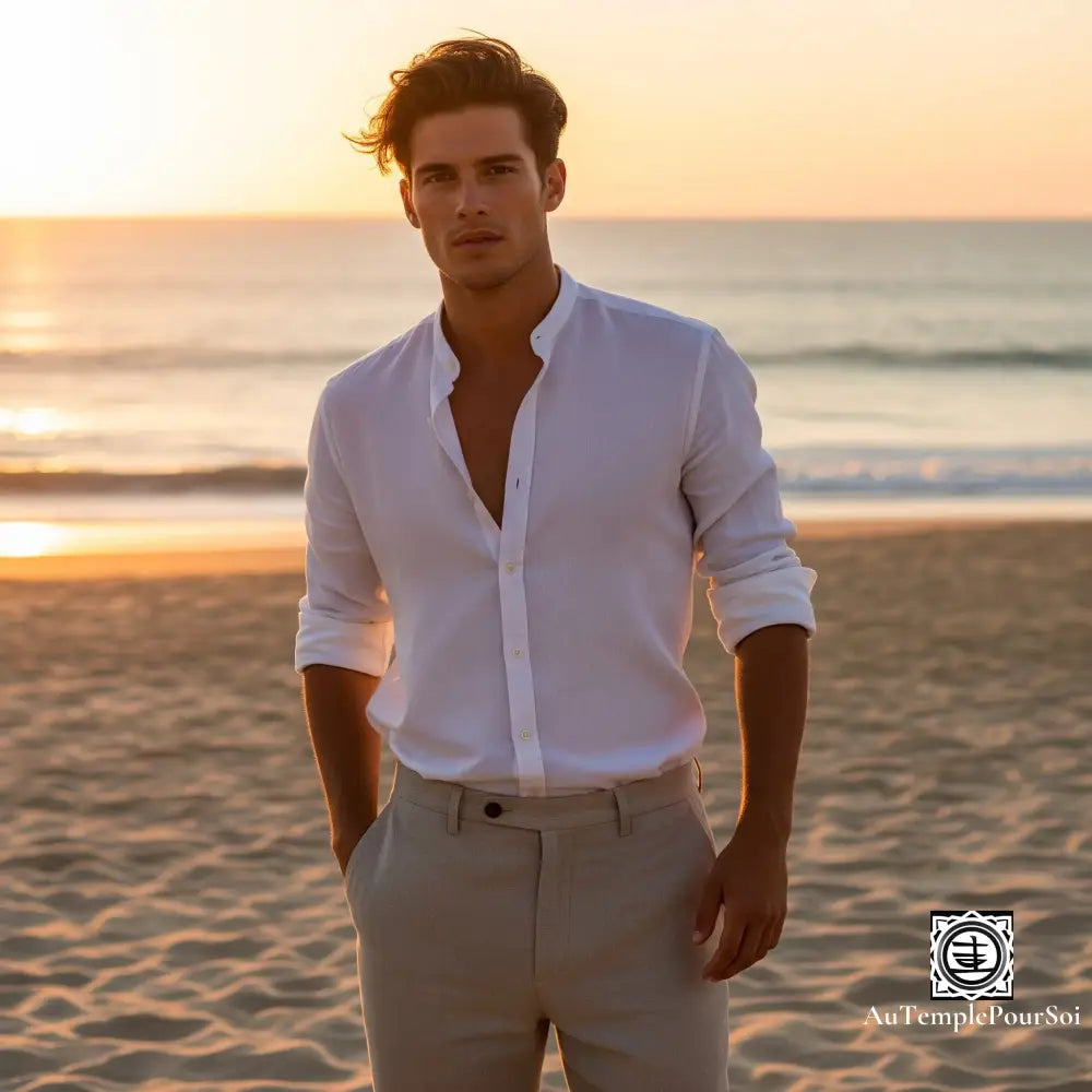 Ensemble Chemise Pantalon Blanc Homme Ensemble En Lin Homme Chemise Et Pantalon – Personnalisable