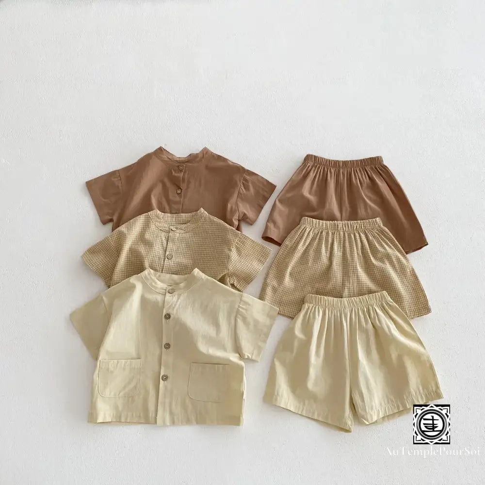 Ensemble ’Harmonie Naturelle’ Chemise Et Shorts Pour Garçons Enfant-Ensemble