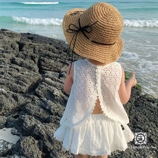 Ensemble ’Plage Enchantée’ T-Shirt Et Short En Dentelle Pour Filles Enfant-Ensemble