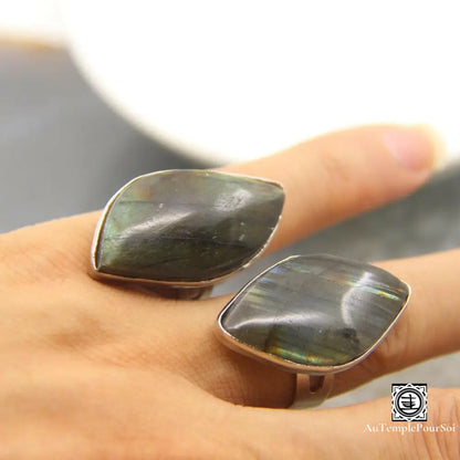 ’Eveil Intérieur’ Bague Réglable En Labradorite Naturelle Bague