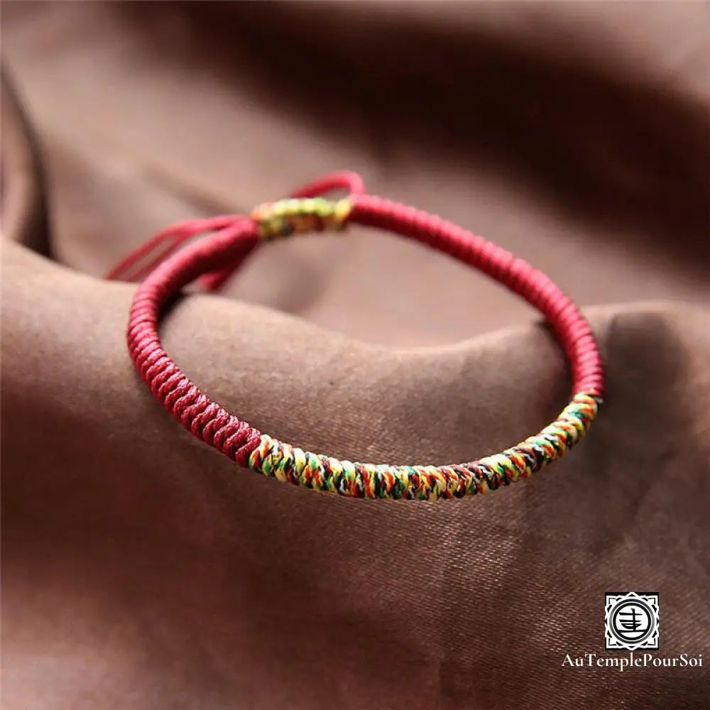 ’Gardien De Chance’ Bracelet Porte - Bonheur En Corde Tressé Rouge Profond Bracelets