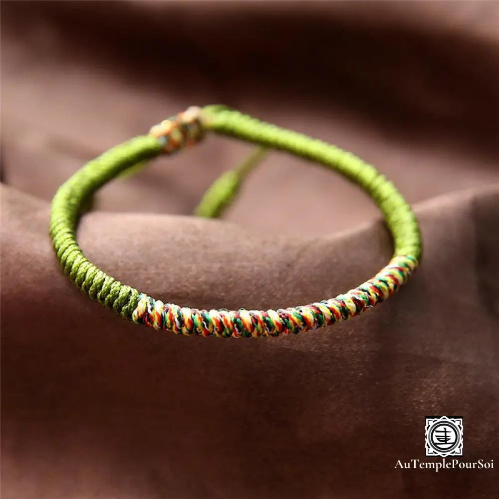 ’Gardien De Chance’ Bracelet Porte - Bonheur En Corde Tressé Vert Bracelets