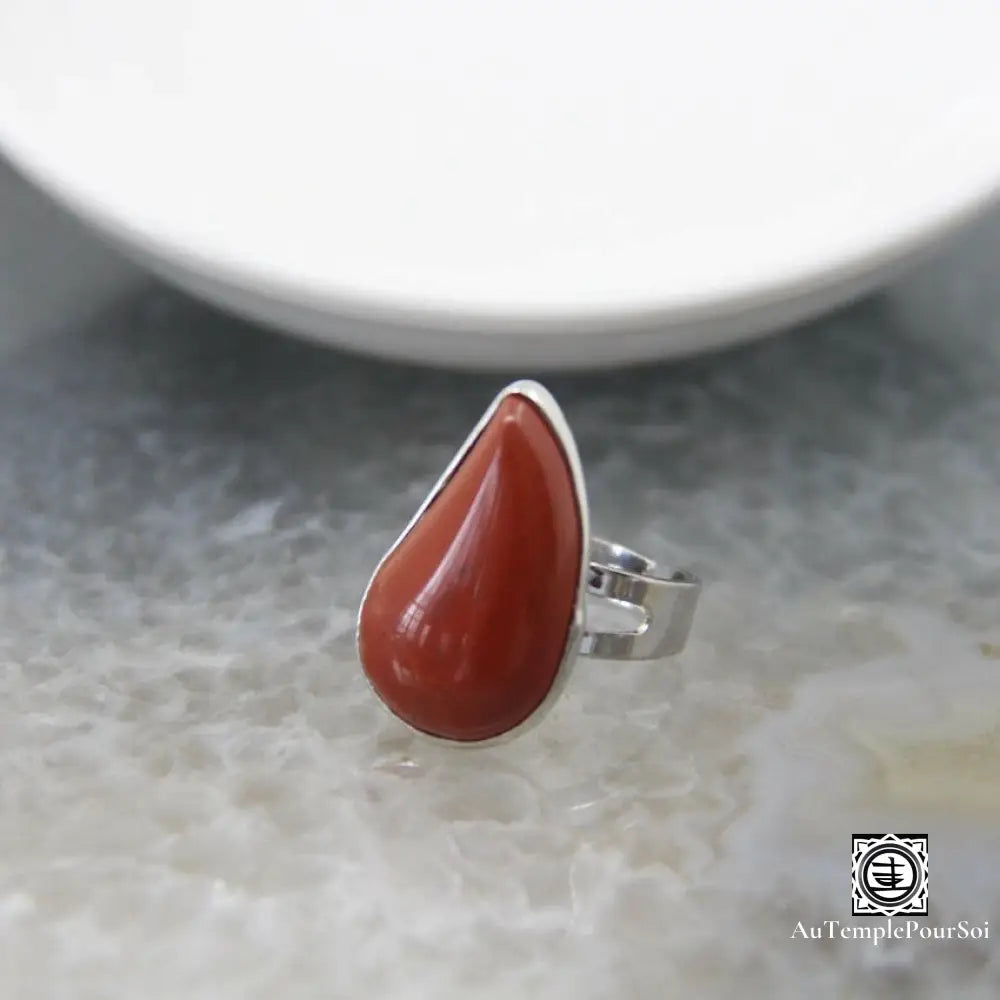 ’Goutte D’univers’ Bague Réglable En Pierres Naturelles Jaspe Rouge Bague