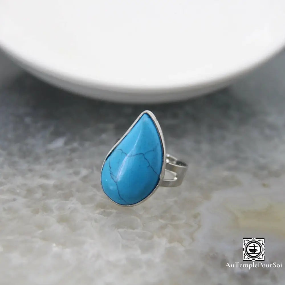 ’Goutte D’univers’ Bague Réglable En Pierres Naturelles Turquoise Bleue Bague