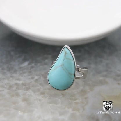 ’Goutte D’univers’ Bague Réglable En Pierres Naturelles Turquoise Verte Bague