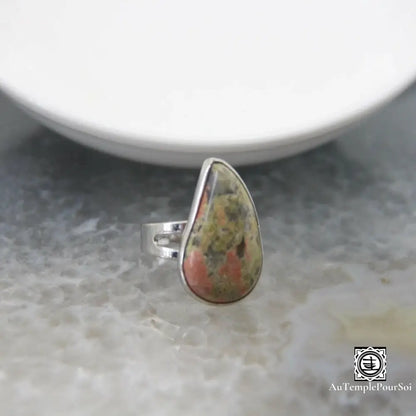 ’Goutte D’univers’ Bague Réglable En Pierres Naturelles Unakite Bague