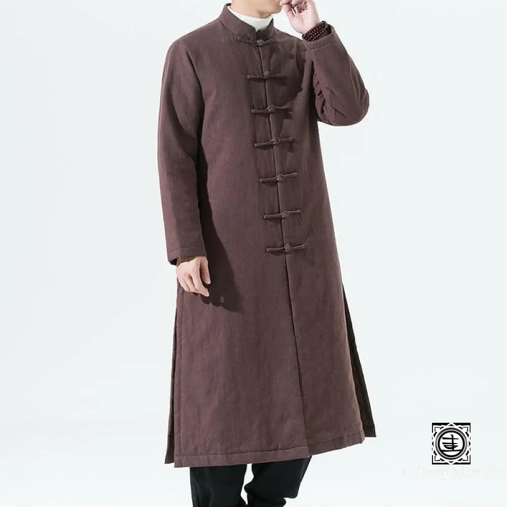 ’Gǔdiǎn’ Manteau Long Traditionnel En Coton Et Lin Manteau