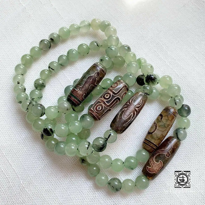 ’Guérison Spirituelle’ Bracelet En Agate Dzi Et Prenhites Agate - Dzi