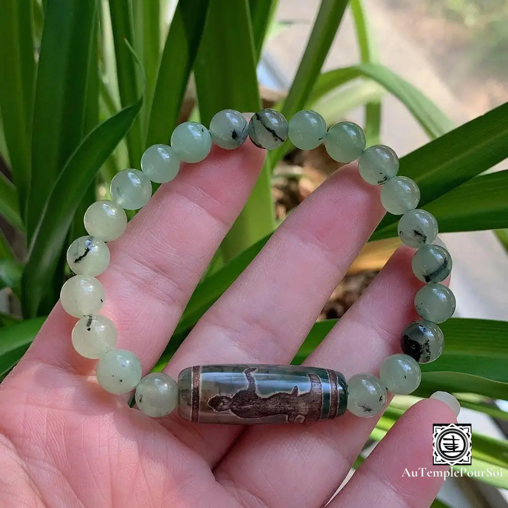 ’Guérison Spirituelle’ Bracelet En Agate Dzi Et Prenhites Guanyin Agate - Dzi