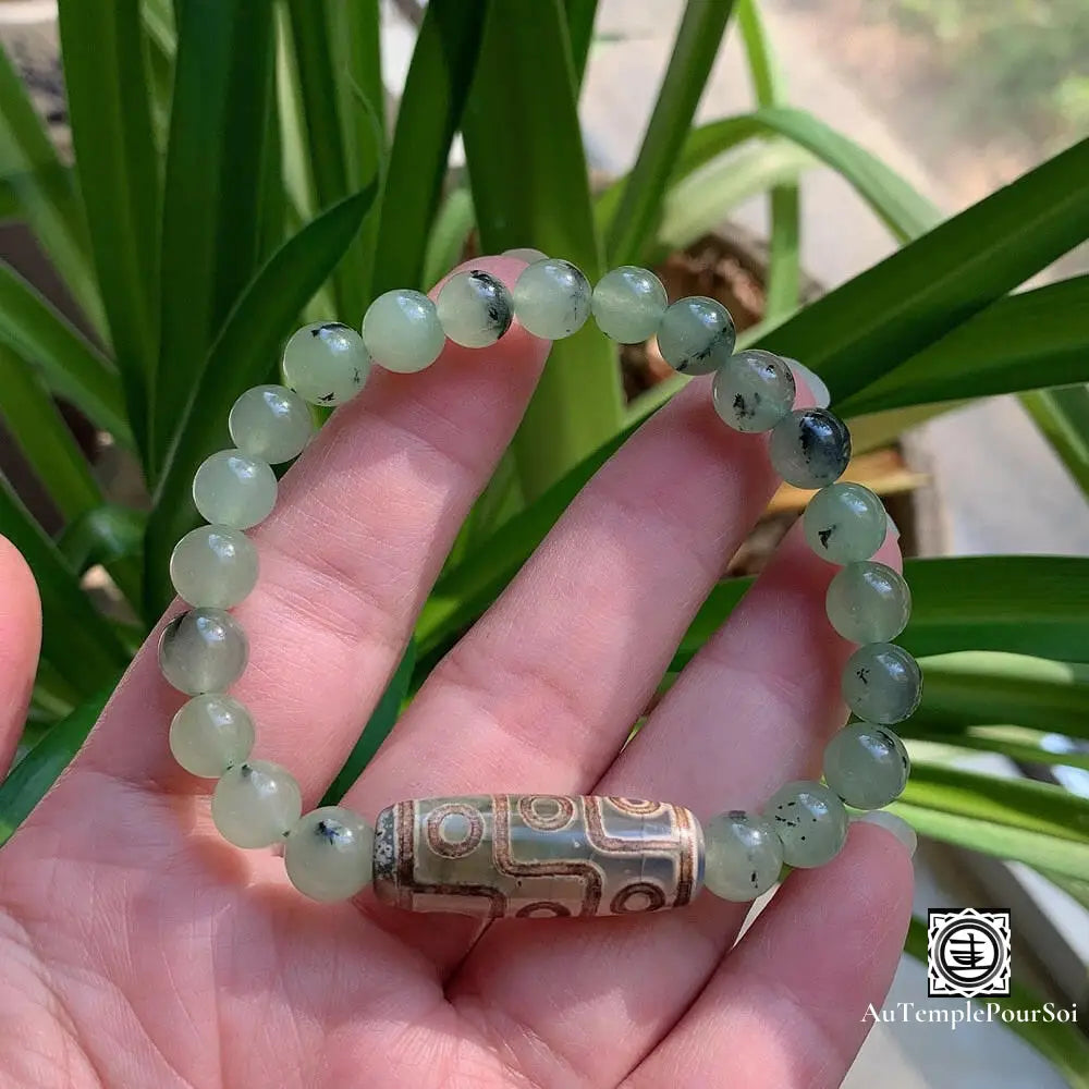 ’Guérison Spirituelle’ Bracelet En Agate Dzi Et Prenhites Neuf Yeux Agate - Dzi