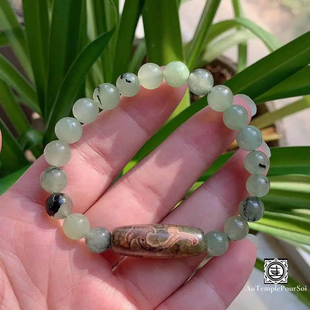 ’Guérison Spirituelle’ Bracelet En Agate Dzi Et Prenhites Ruyi Agate - Dzi