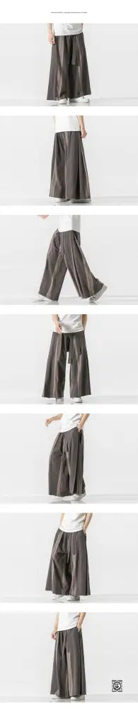 Pantalon rayé à jambes larges pour homme, vêtement de jogging en coton, rétro, en lin, Style chinois, avec grand entrejambe, népal, 2022