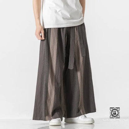 Pantalon rayé à jambes larges pour homme, vêtement de jogging en coton, rétro, en lin, Style chinois, avec grand entrejambe, népal, 2022