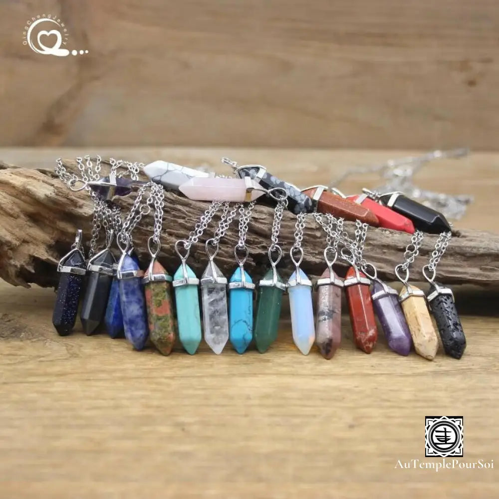 ’Harmonie Céleste’ Pendentif Hexagonal En Pierre Naturelle Pendentif