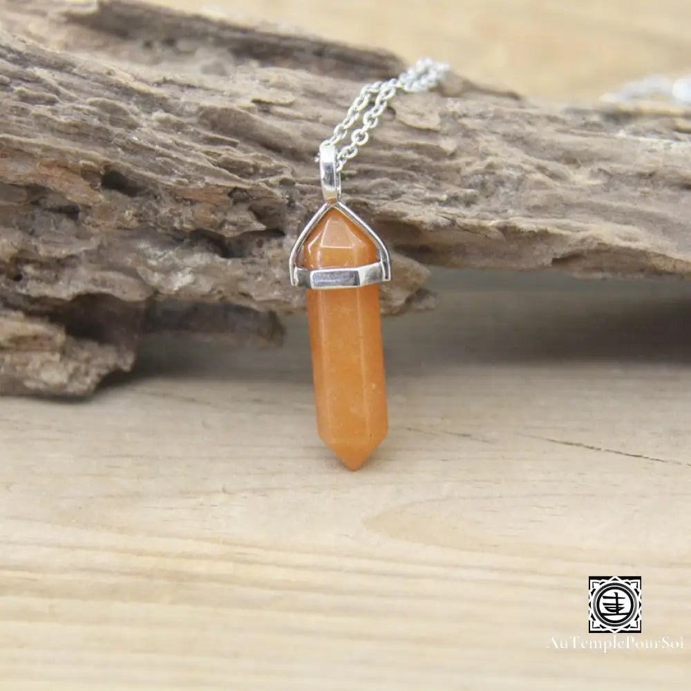 ’Harmonie Céleste’ Pendentif Hexagonal En Pierre Naturelle Aventurine Orange Pendentif