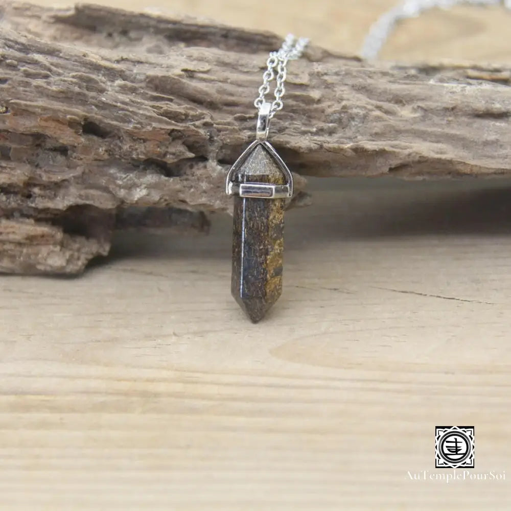 ’Harmonie Céleste’ Pendentif Hexagonal En Pierre Naturelle Bronzite Pendentif