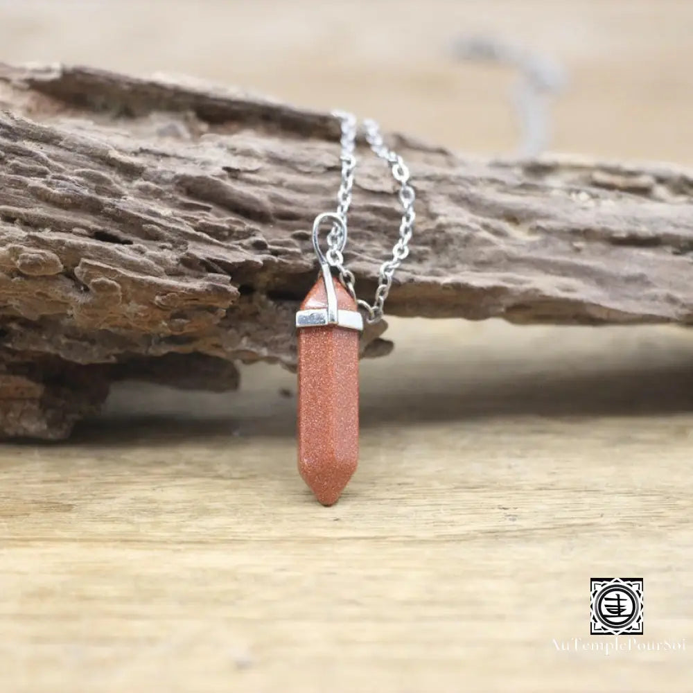 ’Harmonie Céleste’ Pendentif Hexagonal En Pierre Naturelle De Soleil Rouge (Goldstone) Pendentif