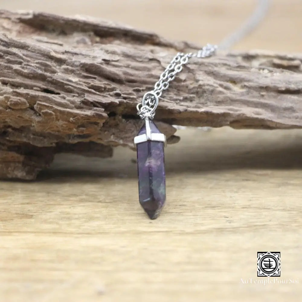 ’Harmonie Céleste’ Pendentif Hexagonal En Pierre Naturelle Fluorite Pendentif